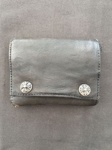 CHROME HEARTS クロムハーツ 3FOLD 3フォールド クロスボタン レザーウォレット 財布 ブラック