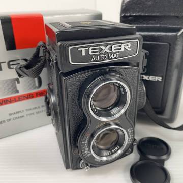 2608K1201 TEXER テクサ AUTO MAT オートマット 二眼レフカメラ レンズ TEXER TWIN LENS 1：2.8/75mm・1：3.5/75mm 箱・ケース付 現状品