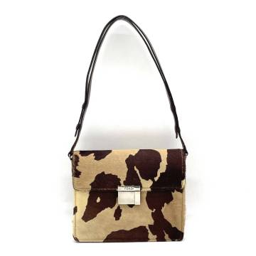1円 良品 FENDI フェンディ ハラコ 2WAY ショルダーバッグ ワンショルダー ブラウン
