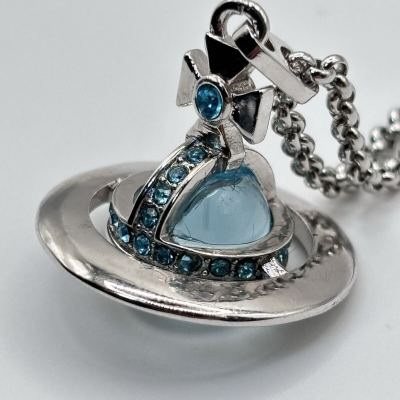 Vivienne Westwood ヴィヴィアンウエストウッド オーブネックレス ブルーラインストーン シルバー　首周り50㎝