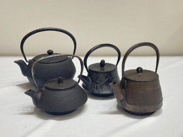 1円スタート 南部鉄器 鉄瓶 鉄器 南部 三厳堂 南部岩鋳 急須 4点 セット 茶道具 骨董 古美術