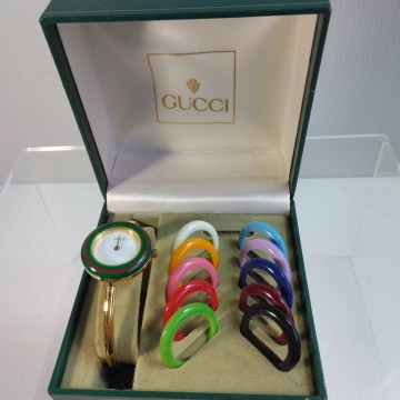 GUCCI グッチ チェンジベゼル レディース腕時計 箱付 不動品 (Q5-12626)
