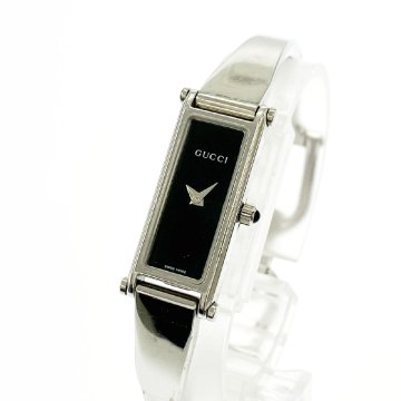 【1円スタート】GUCCI グッチ 1500L バングルウォッチ SS ブラック文字盤 クオーツ レディース腕時計 AA0191