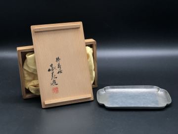 煎茶道具 純錫 錫製 静寿居 蔵苑造 一双盆 急須台 瓶座 茶器 茶道具 共箱