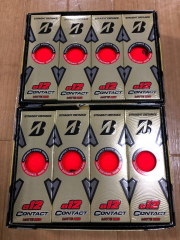 ・スピード発送 新品未使用 BRIDGESTONE GOLF(ブリヂストンゴルフ) e12 CONTACT 3ピース構造 ゴルフボール (マットレッド)２ダース