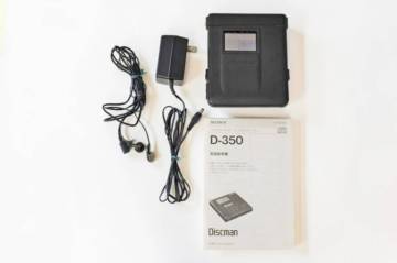 再生確認/ジャンク SONY Discman D-350 ソニーディスクマン ポータブルCDプレーヤー イヤフォン、取説、電源ケーブル付 ys037