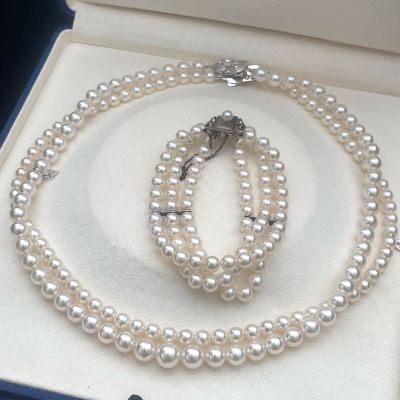 ミキモト MIKIMOTO Mチャーム パール ネックレス ブレスレット 本真珠 あこや アコヤ真珠 まとめ セット シルバー silver
