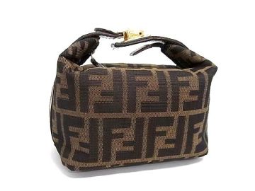 1円 ■美品■ FENDI フェンディ ヴィンテージ ズッカ柄 ナイロンキャンバス マルチポーチ マルチケース 小物入れ ブラウン系 FW8387