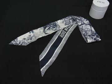 1円 ■美品■ ChristianDior ディオール トワル ドゥ ジュイ ソヴァージュ ミッツァ シルク リボンスカーフ ホワイト系 FW7167