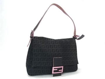 1円 FENDI フェンディ マンマバケット ズッカ柄 ズッキーノ キャンバス ワンショルダーバッグ 肩掛けかばん ネイビー系&times;ピンク系 BS8545