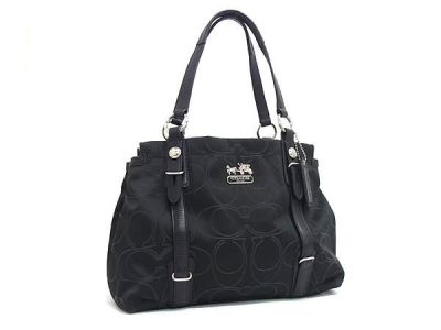 1円 ■極美品■ COACH コーチ 15402 シグネチャー ナイロン&times;レザー トートバッグ ハンドバッグ レディース ブラック系 HC3971