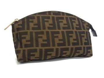1円 ■美品■ FENDI フェンディ ズッカ柄 キャンバス マルチポーチ マルチケース 小物入れ レディース ブラウン系 BV1540