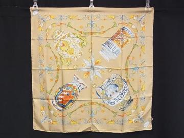 1円 ■美品■ GUCCI グッチ シルク100% 水瓶 アニマル 大判 スカーフ ストール ショール レディース ベージュ系&times;マルチカラー FY5573