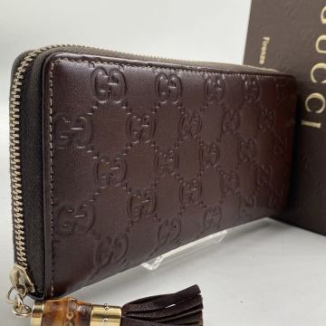 【外観極美品】GUCCI グッチ 112715 2888 グッチシマ GG柄 レザー ラウンドファスナー　長財布 ウォレット 札入れ 小銭入れ 701