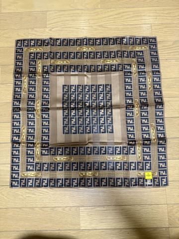 JP5011＊ハンカチ スカーフ FENDI フェンディ ズッカ柄 ブラウン系 ロゴ柄＊