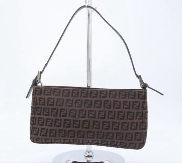 フェンディ FENDI ズッキーノ柄 ナイロンキャンバス&times;レザー アクセサリーポーチ ショルダーバッグ ハンドバッグ 
