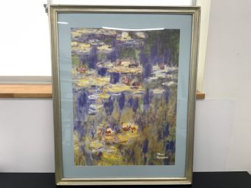 DAI111ー170◆ 大型 約90&times;70cm クロード・モネ 睡蓮 Nympheas 額装 複製画 アートプリント 印象派 西洋名画 インテリア