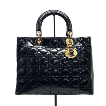 １円 良品 ChristianDior クリスチャン ディオール レディ カナージュ パテント ハンド バッグ fY08315N