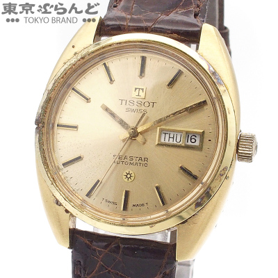 101877196 1円 ティソ TISSOT シースター ゴールド SS レザー オートマチック デイデイト 腕時計 メンズ 自動巻 ヴィンテージ