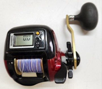 【現状品】SHIMANO(シマノ) SLS 小船 1000XH(デジタルカウンター付き両軸リール・電源作動確認済み) 船釣り 釣具 フィッシング レジャー