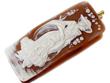 1円～【ジュエリー極】作家品 サイン刻印有り 今年の秋はカメオ！高級天然シェルカメオ 高級ゴールドメッキヘッド k2173o【送料無料】