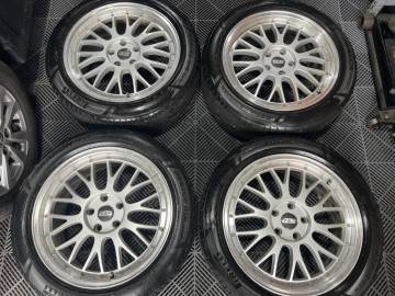 売切！BBS LM風？オデッセイエスティマアルヴェル等,5穴,18インチ,8ｊ,オフセット45,PCD114.3,225/50R18,ラジアルタイヤ2020年製,4本セット