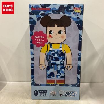 1円～ BE@RBRICK ベアブリック 1000％ BAPE &times; 不二家 ペコちゃん ブルー