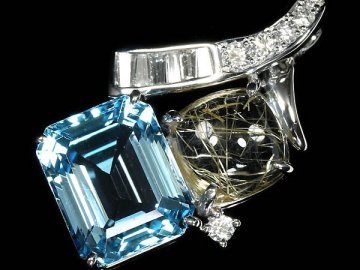 UL19159T【1円～】新品仕上【RK宝石】《Topaz》極上ブルートパーズ 大粒6.72ct ルチルクォーツ ダイヤモンド Pt900 高級ペンダントヘッド