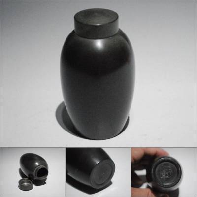 蒐集家委託品 時代 煎茶道具 古錫 蔵六居造 在銘 茶壷 茶心壷 165g ①