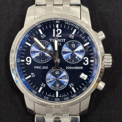 1円 ティソ PRC 200 T461 クロノグラフ デイト クォーツ メンズ 腕時計 純正ベルト 現状品 TISSOT