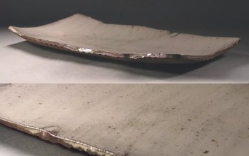 &nabla;花&nabla;【細川護煕(不東庵)】作 唐津組板皿 共箱付 秀逸な斑唐津作品