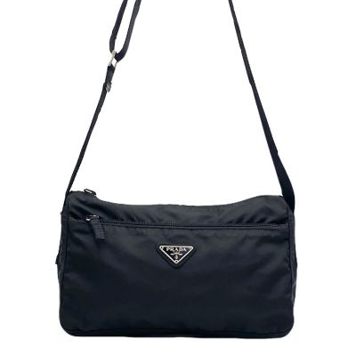 1円〜　【極上美品】　 PRADA プラダ ナイロン ショルダーバッグ クロスボディ ブラック 三角ロゴ　 ユニセックス　白タグあり　F703