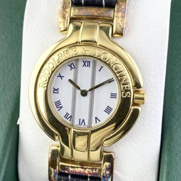 【1円〜】RODOLPHE LONGINES ロドルフ ロンジン 腕時計 メンズ ホワイト文字盤 ゴールド ラウンドフェイス 可動品