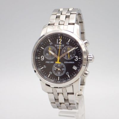 か08246 ティソ TISSOT PRC200 T461 200M クロノグラフ スモセコ デイト クオーツ メンズ腕時計