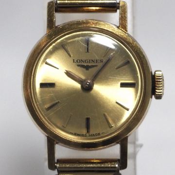 稼働■LONGINES 金無垢 18K 手巻き レディース 腕時計■ロンジン ゴールド文字盤 K18 アンティーク ラウンド
