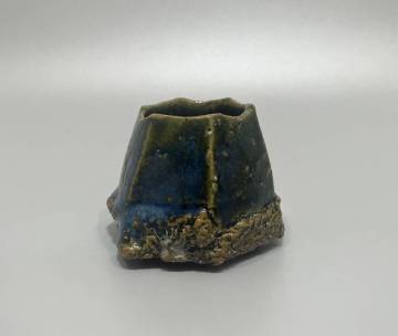 MUA▼ 市川透「織部ぐい呑」 共箱 共布 栞 /備前/酒呑/盃/ぐい呑/酒盃 /織部/酒器/本物保証