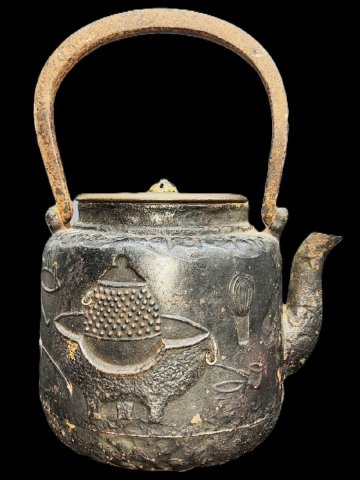 【江】釜師名人 龍文堂造 茶道文漢詩鉄瓶 古美術品(茶道具煎茶道具茶器薬缶湯沸)XZ4324 DTyvqd OTDBolgt