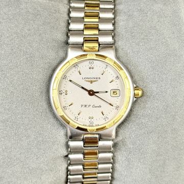 【純正SSコンビブレス/美品】 LONGINES ロンジン コンクエスト V.H.P. クォーツ デイト メンズ/ボーイズ 腕時計 CONQUEST VHP 90年代 a34