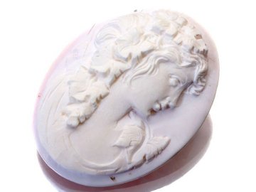 1円～【ジュエリー極】ジョバンニ・アパ作 華やかな女性像 高級天然コンクシェルカメオ 高級ロジウムメッキブローチ w7173-m【送料無料】