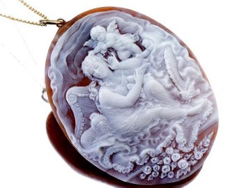1円～【ジュエリー極】極上品 パスクワーレ・オッタビアーノ作 高級天然シェルカメオ 高級ゴールドメッキネックレス a4483m【送料無料】
