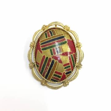 【ブローチ】約5.2&times;4.2cm ペンダントヘッド(トップ)にもなる 和風 和柄 華やか オーバル アンティーク調 アクセサリー モダン 輪