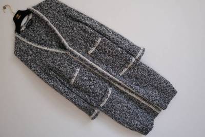 値下★CHANELシャネル★美品★カシミヤ ロング カーディガン黒白３６/ワンピース