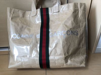 国内正規品 ギャルソン ｘ グッチ ロゴ PVC トートバッグ COMME des GARCONS HAPPY HOLIDAYS GUCCI ルイスレザー