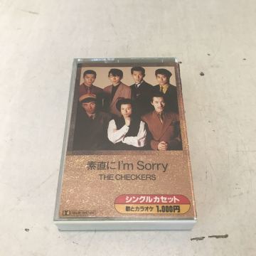 221210▲T09上▲ カセットテープ　チェッカーズ　素直にI'm Sorry 歌詞カード付　シングルカセット歌とカラオケ　美品