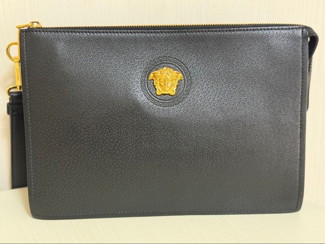 Versace 黒 レザークラッチバッグ