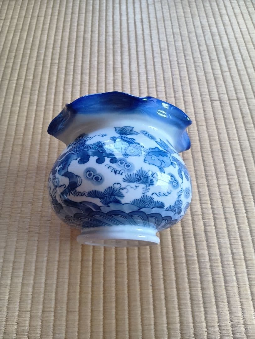 美濃焼 三洋陶器 龍峯窯 染付金魚鉢