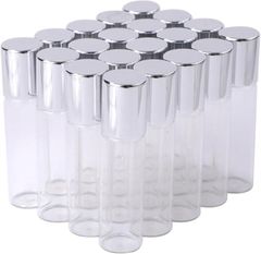 Chocople ロールオンボトル アトマイザー 容器 香水 透明瓶 銀の蓋 20本セット (クリア,  5ml)