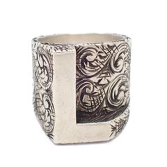 GUCCI グッチ イニシャル アルファベット L リング 指輪 アラベスク シルバー925 サイズ表記M 16号【いおき質店】